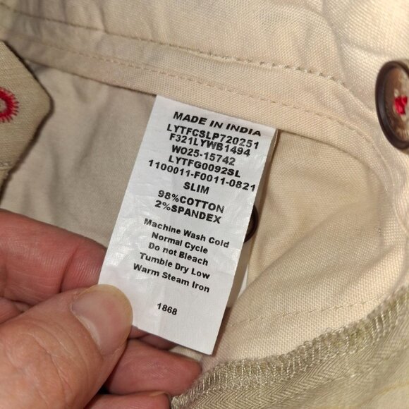 Louis Philippe Authentic Slim Fit Trousers - Light Beige - Men's, Size 32 - Picture 5 of 9